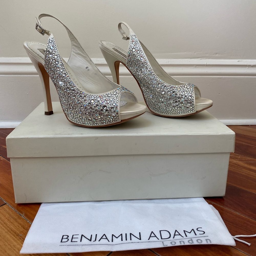 Benjamin Adam’s Sling Back Crystal Incrusted Open Toe Heel